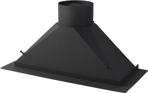 Stalen rookkap breed inwendig 600 mm + afsluitklep - Afbeelding 2