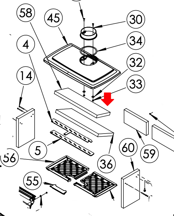 Dovre Tai 55W- 55WD vlamplaat boven