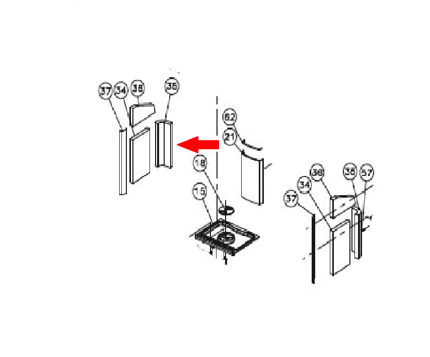 Dovre Astroline 1 vuurvaste binnenplaat hoek nr 35
