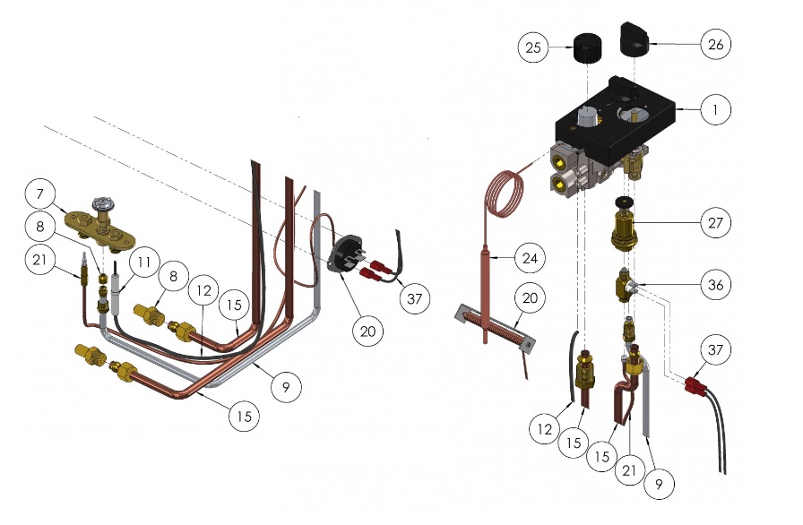 Tekening binnenwerk Bocal A116